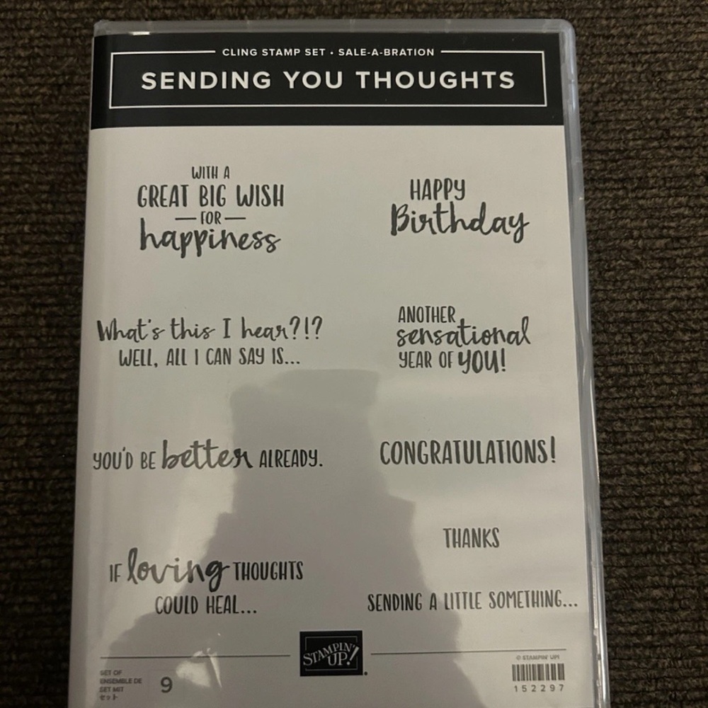 Stampin' up Sending You Thoughts 152292 Rubber Cling Stamp Set of 9